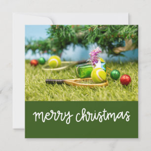 Tennis Christmas with tennis ball and ornaments  Holiday Card