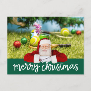 Tennis Christmas with tennis ball and ornaments Holiday Postcard