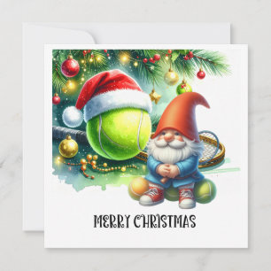 Tennis Christmas with tennis ball and racket Holiday Card