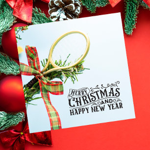 Tennis Christmas with tennis ball and racket Holiday Card