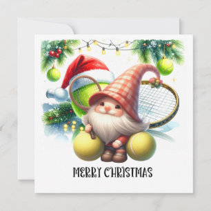 Tennis Christmas with tennis ball and racket Holiday Card