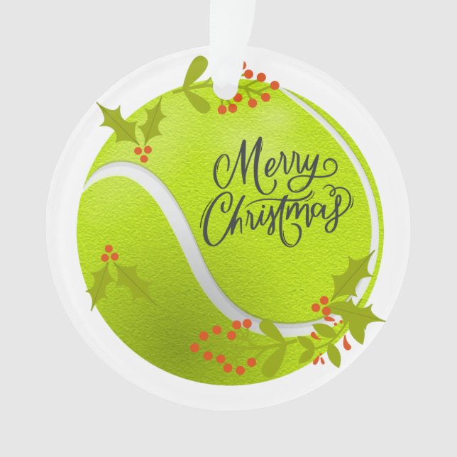 Tennis Christmas with tennis ball and Santa   Ornament (Front)