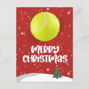 Tennis Christmas with tennis ball and Santa Postcard