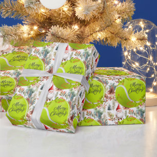 Tennis Christmas with tennis ball and Santa Wrapping Paper