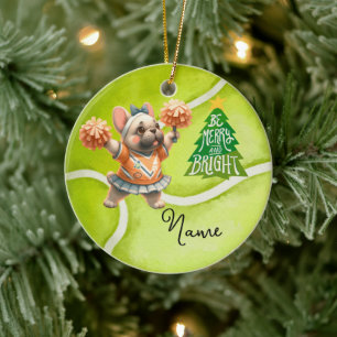 Tennis Christmas with tennis ball for girl player Ceramic Ornament