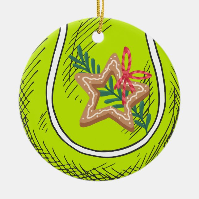 Tennis Christmas with tennis ball for Player   Ceramic Ornament (Front)