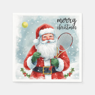 Tennis Christmas with tennis ball Santa Claus   Napkin