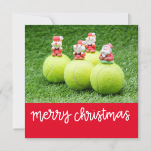 Tennis Christmas with tennis ball with Santa Claus Holiday Card