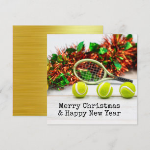 Tennis Christmas with tennis themed Holiday Card