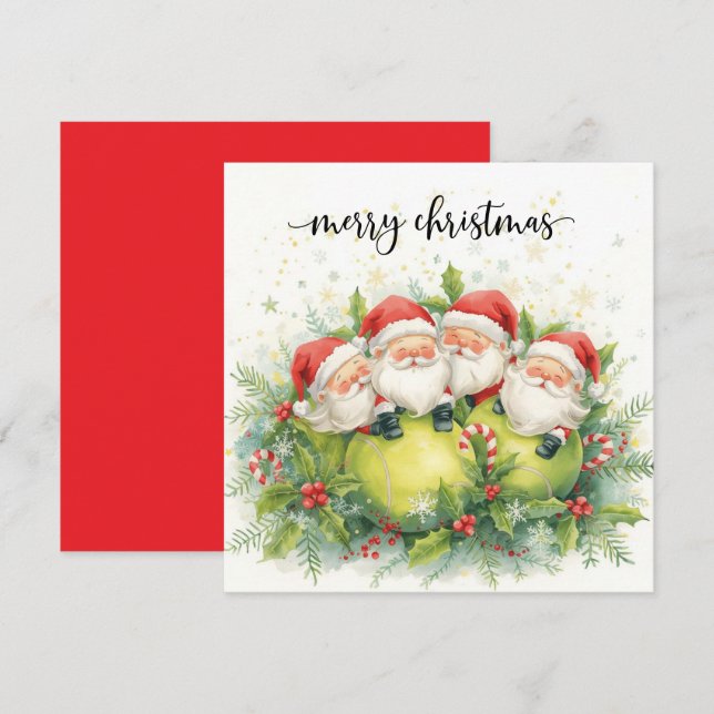 Tennis Christmas with tennis themed  Holiday Card (Front/Back)
