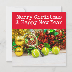 Tennis Christmas with tennis themed Holiday Card