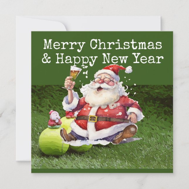 Tennis Christmas with tennis themed  Holiday Card (Front)