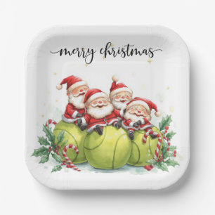 Tennis Christmas with tennis themed Paper Plate