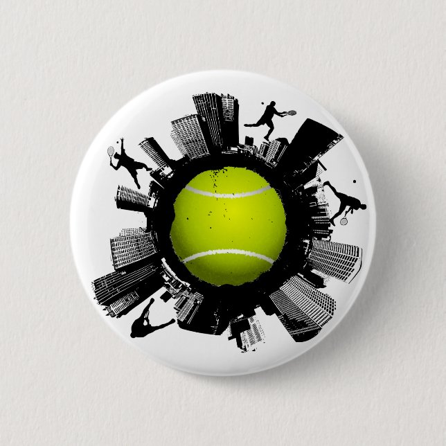 Tennis City 6 Cm Round Badge (Front)