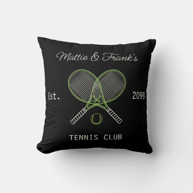 Tennis Club Bar Throw Pillow (Front)