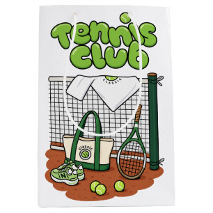 Tennis Club Classic Sports Graphic – Green Tennis Medium Gift Bag