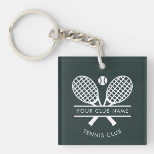 Tennis Club Coach Name Team Logo Custom Key Ring