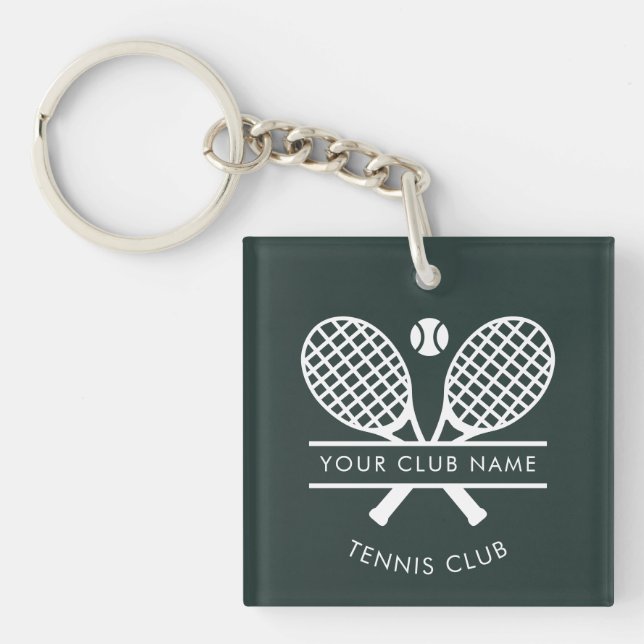 Tennis Club Coach Name Team Logo Custom Key Ring (Front)