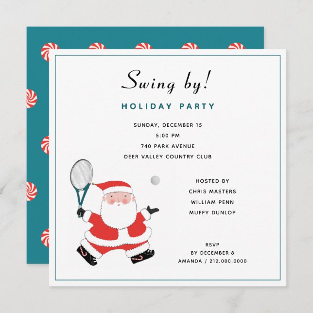 Tennis Club Holiday Party Invitation (Front/Back)
