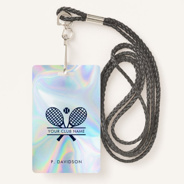 Tennis Club Holographic All Access Pass Custom ID Badge (Front with Lanyard)