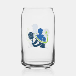Tennis Club Logo -  Dynamic Action, Sporty Style Can Glass