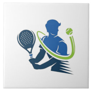 Tennis Club Logo - Dynamic Action, Sporty Style Ceramic Tile