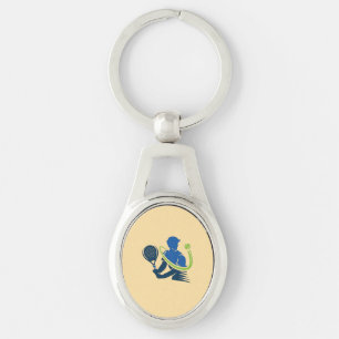 Tennis Club Logo - Dynamic Action, Sporty Style Key Ring