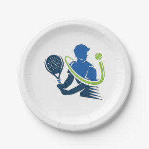 Tennis Club Logo - Dynamic Action, Sporty Style Paper Plate