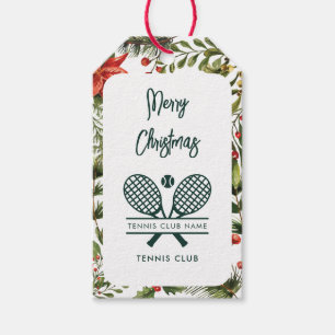 Tennis Club Name Botanical Christmas Holidays Gift Tags
