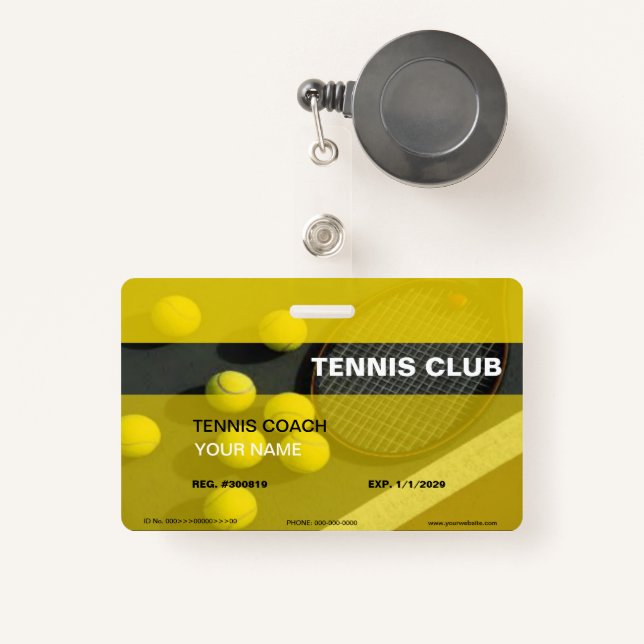 Tennis Coach Badge ID Badge (Front with Retractable)