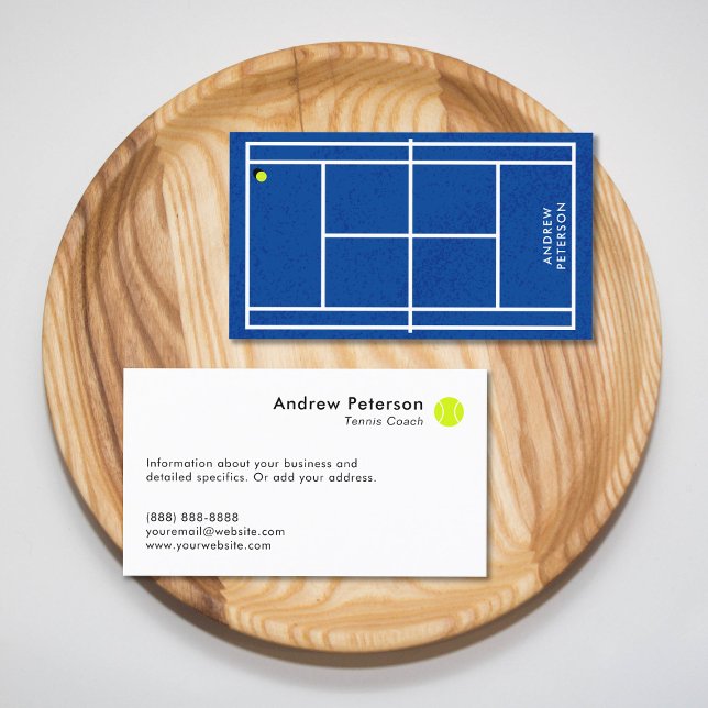 Tennis Coach Blue Court Business Card (Creator Uploaded)