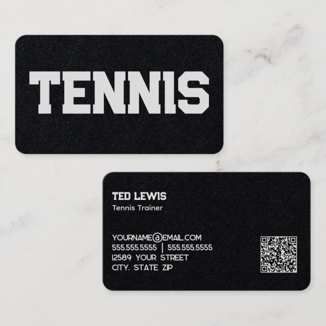 Tennis Coach Custom QR Business Card (Front/Back)