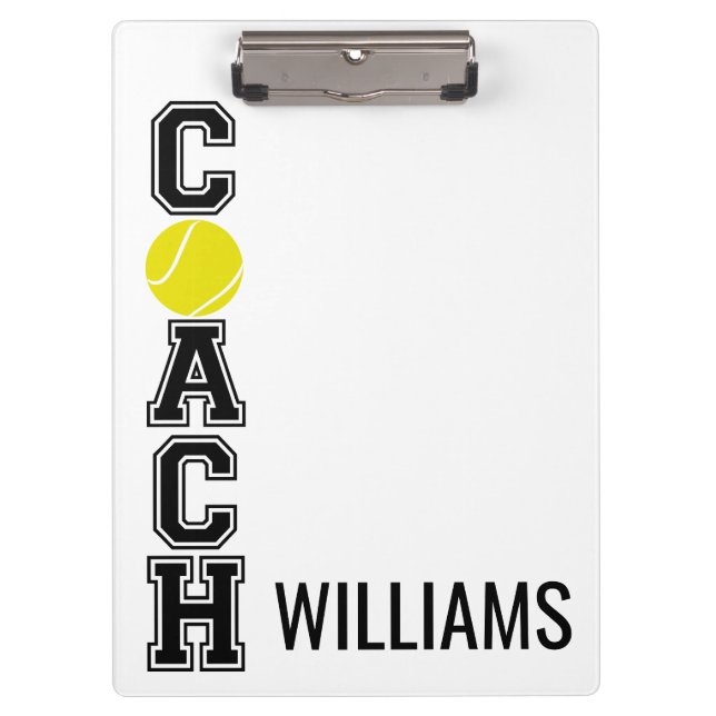 Tennis coach custom thank you gift clipboard!  clipboard (Front)