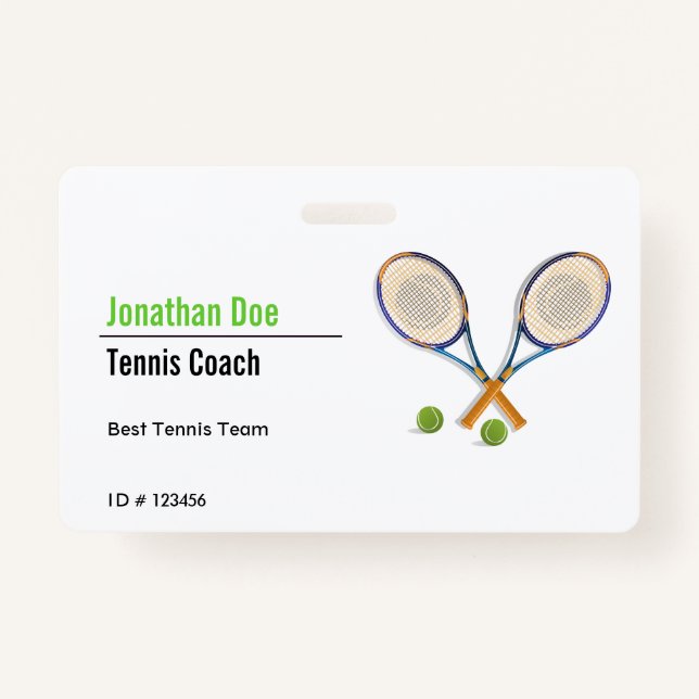 Tennis Coach ID Badge (Front)