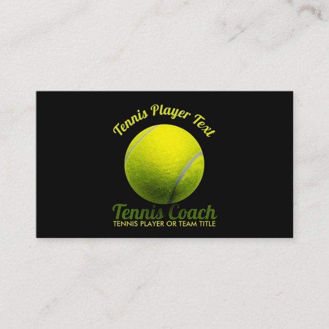 Tennis Coach Illustration for Clubs and Lessons Business Card (Front)