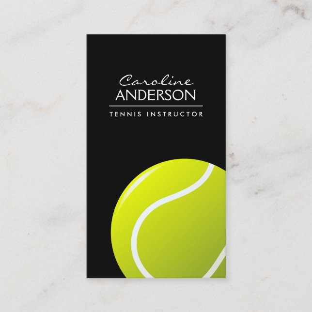 Tennis coach / instructor / player black business card (Front)