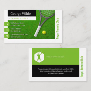 Tennis Coach   Male Tennis Player Business Card