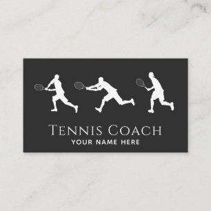 Tennis Coach Men Player Silhouettes Social Media Business Card