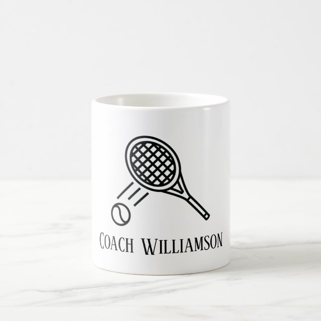 Tennis Coach Monogrammed Name Coffee Mug (Center)