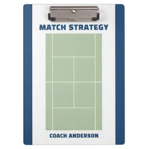 Tennis Coach Name Tactical Court Match Strategy Clipboard