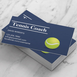 Tennis Coach Navy Blue Minimalist Business Card