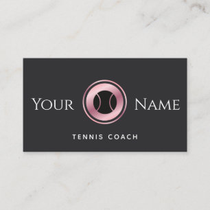 Tennis Coach Rose Gold Classy Elegant Instructor Business Card