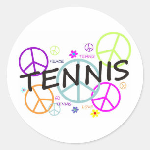 Tennis Coloured Peace Signs Classic Round Sticker