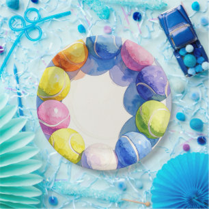 Tennis Colourful balls Paper Plate