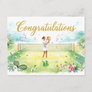 Tennis  congratulations for player postcard