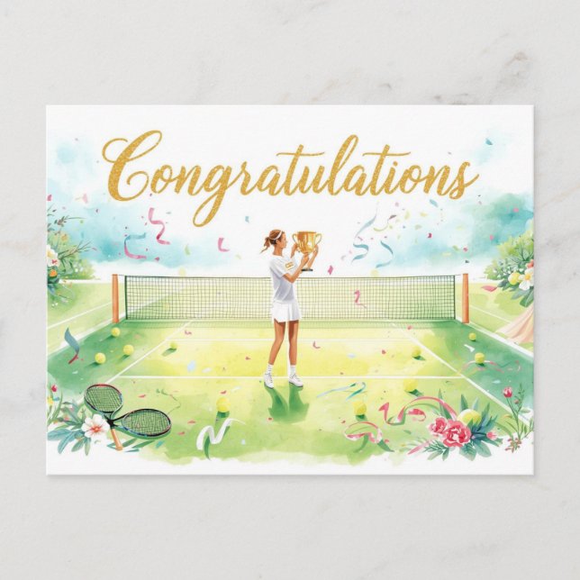 Tennis  congratulations for player postcard (Front)