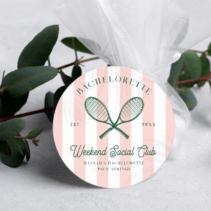 Tennis Country Club   Bachelorette  Classic Round Sticker