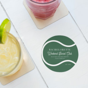 Tennis Country Club   Bachelorette  Round Paper Coaster