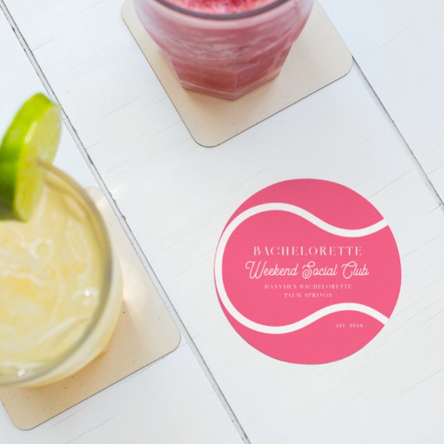 Tennis Country Club | Bachelorette  Round Paper Coaster (Creator Uploaded)