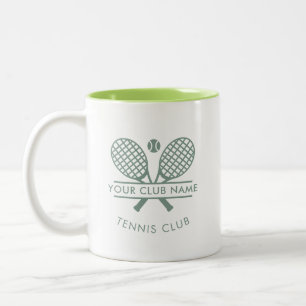 Tennis Country Club Name Rackets Motif Custom Two-Tone Coffee Mug
